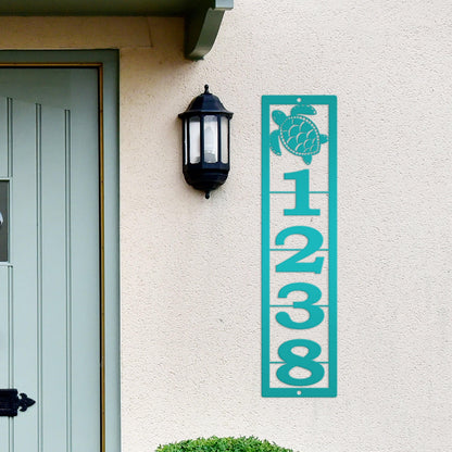 Custom Sea Turtle Metal Address Sign – Tropical Beach House Numbers