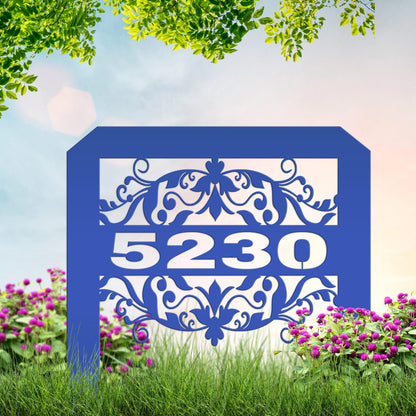 House Numbers Metal Yard Stake, Decorative Lawn Sign With Street Address, HOA Driveway Marker, Weather Resistant Outdoor Garden Decoration