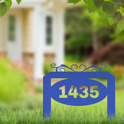 Oval Address Yard Stake Sign