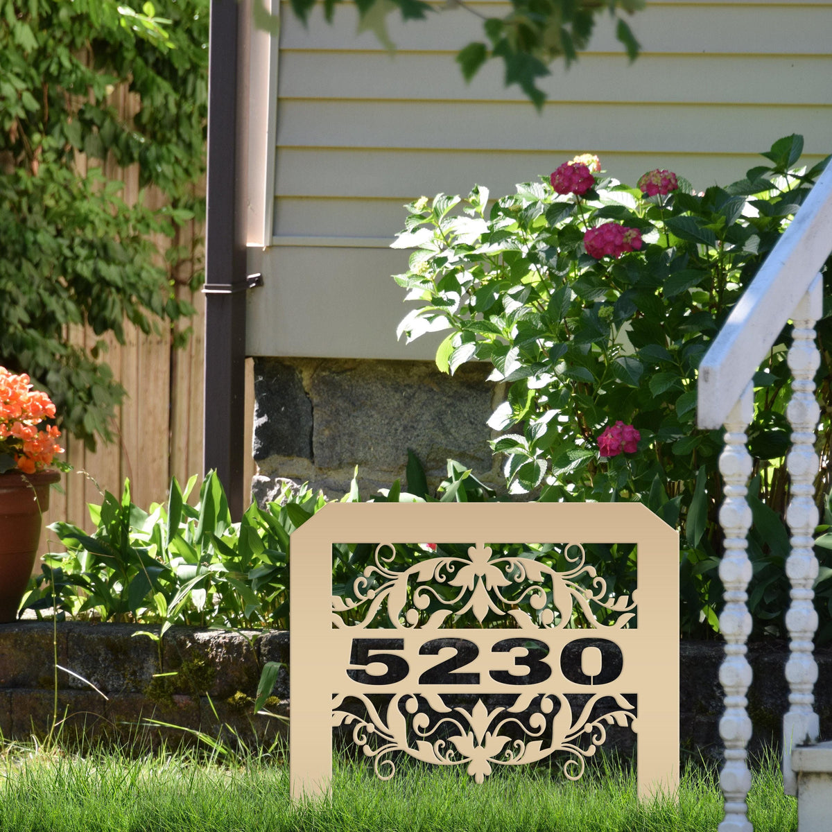 House Numbers Metal Yard Stake, Decorative Lawn Sign With Street Address, HOA Driveway Marker, Weather Resistant Outdoor Garden Decoration