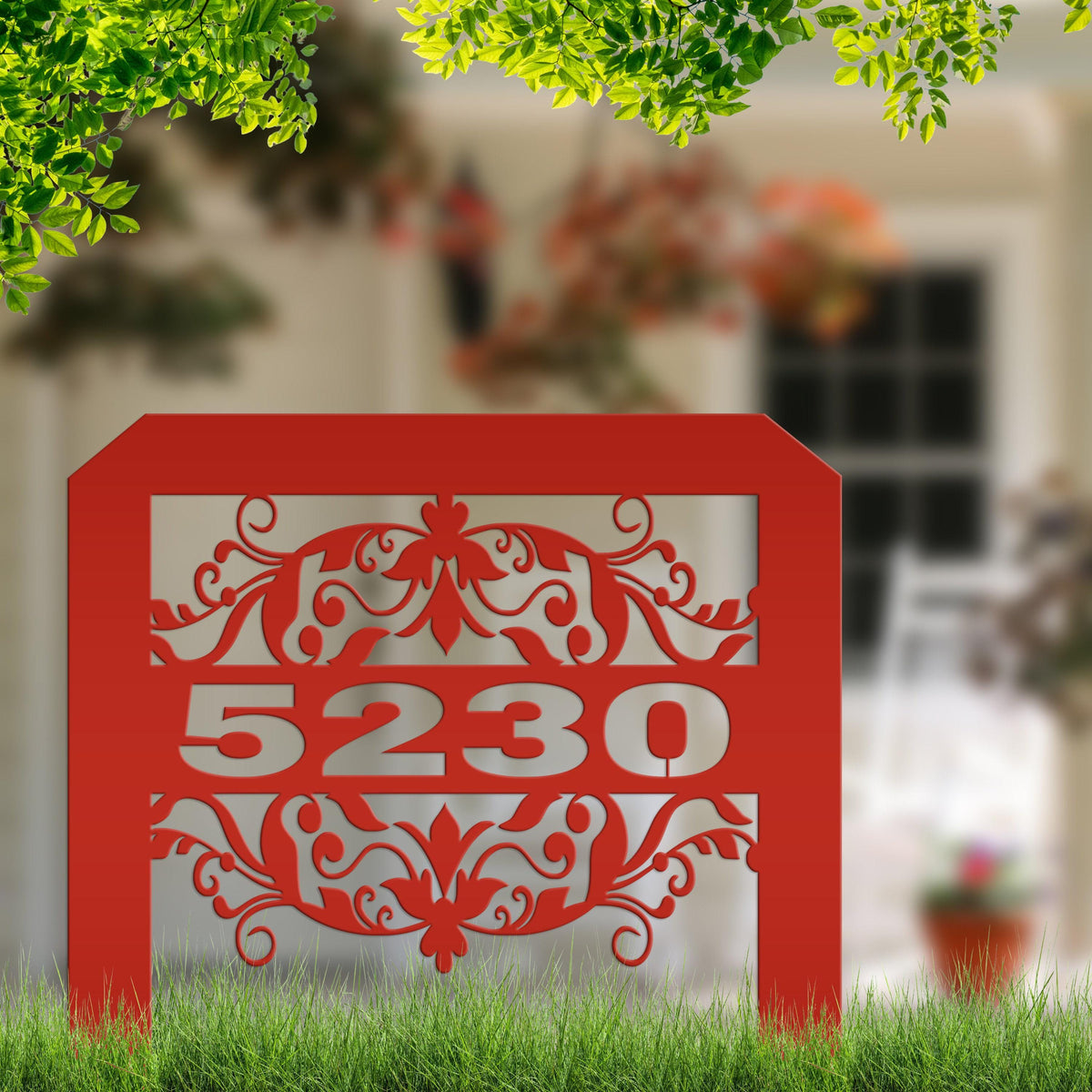 House Numbers Metal Yard Stake, Decorative Lawn Sign With Street Address, HOA Driveway Marker, Weather Resistant Outdoor Garden Decoration