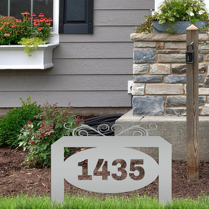Oval Address Yard Stake Sign