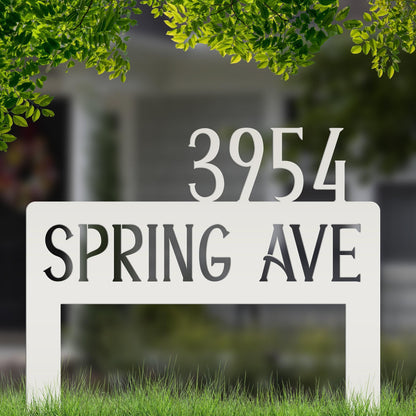 Address Yard Stake Metal Sign, Customized Outdoor Heavy Duty Powder Coated Driveway Marker, Street Name and House Numbers Steel Lawn Stake,