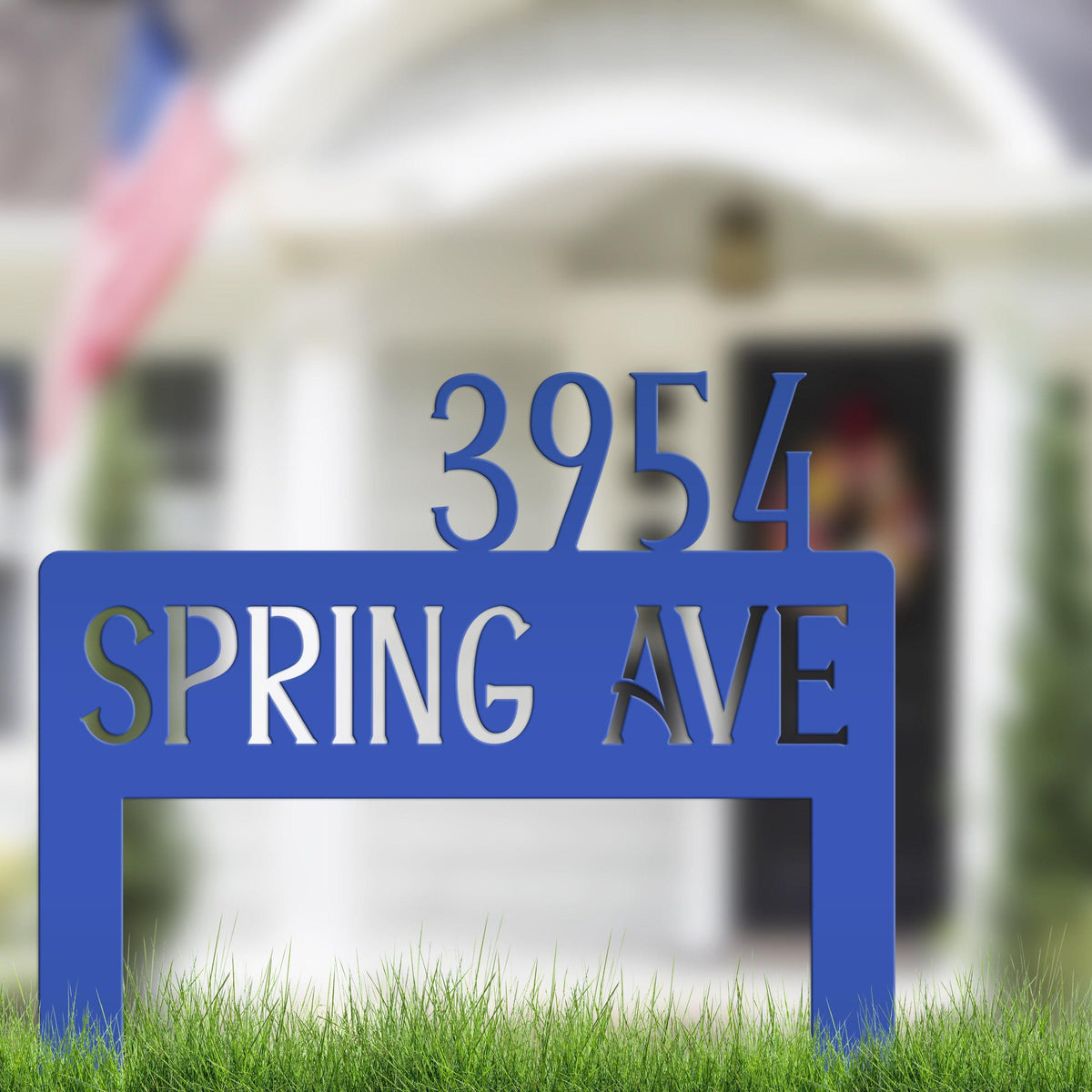 Address Yard Stake Metal Sign, Customized Outdoor Heavy Duty Powder Coated Driveway Marker, Street Name and House Numbers Steel Lawn Stake,