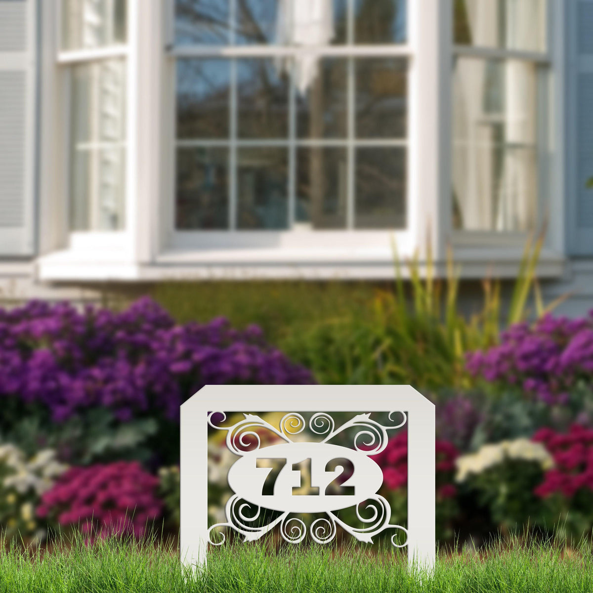 Oval Swirl Address Yard Stake Sign