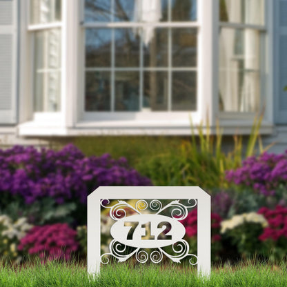 Oval Swirl Address Yard Stake Sign