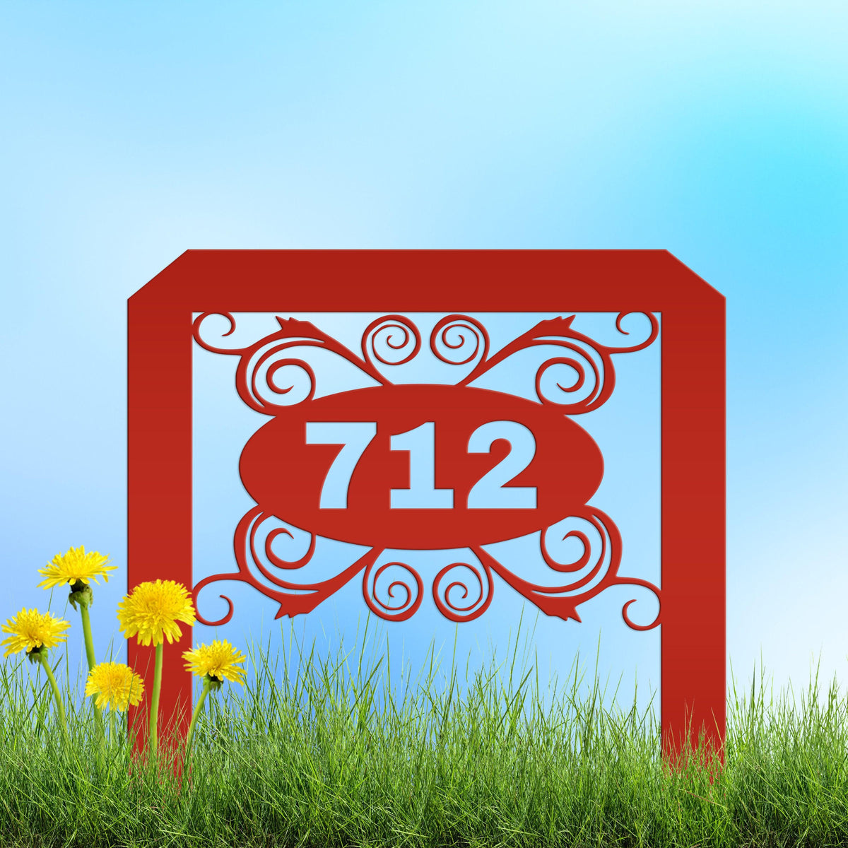 Oval Swirl Address Yard Stake Sign