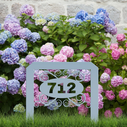 Oval Swirl Address Yard Stake Sign