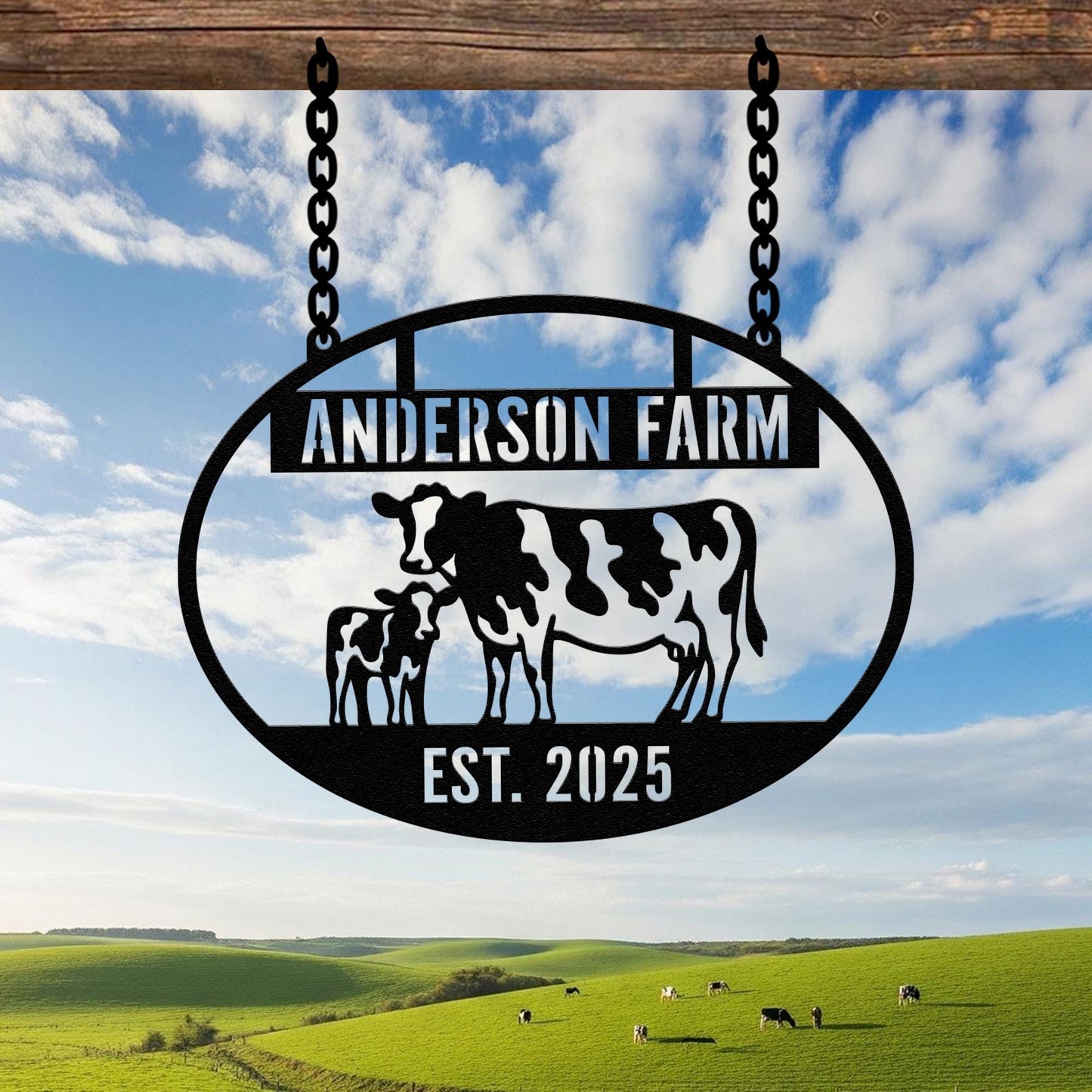 Custom Cow Farm Sign, Personalized Metal Outdoor Plaque, Cow Farmhouse Decor, Ranch Sign, Farm Gate Sign, Farmhouse Decor