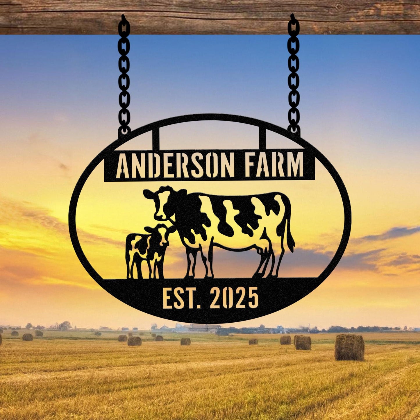 Custom Cow Farm Sign, Personalized Metal Outdoor Plaque, Cow Farmhouse Decor, Ranch Sign, Farm Gate Sign, Farmhouse Decor