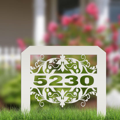 House Numbers Metal Yard Stake, Decorative Lawn Sign With Street Address, HOA Driveway Marker, Weather Resistant Outdoor Garden Decoration