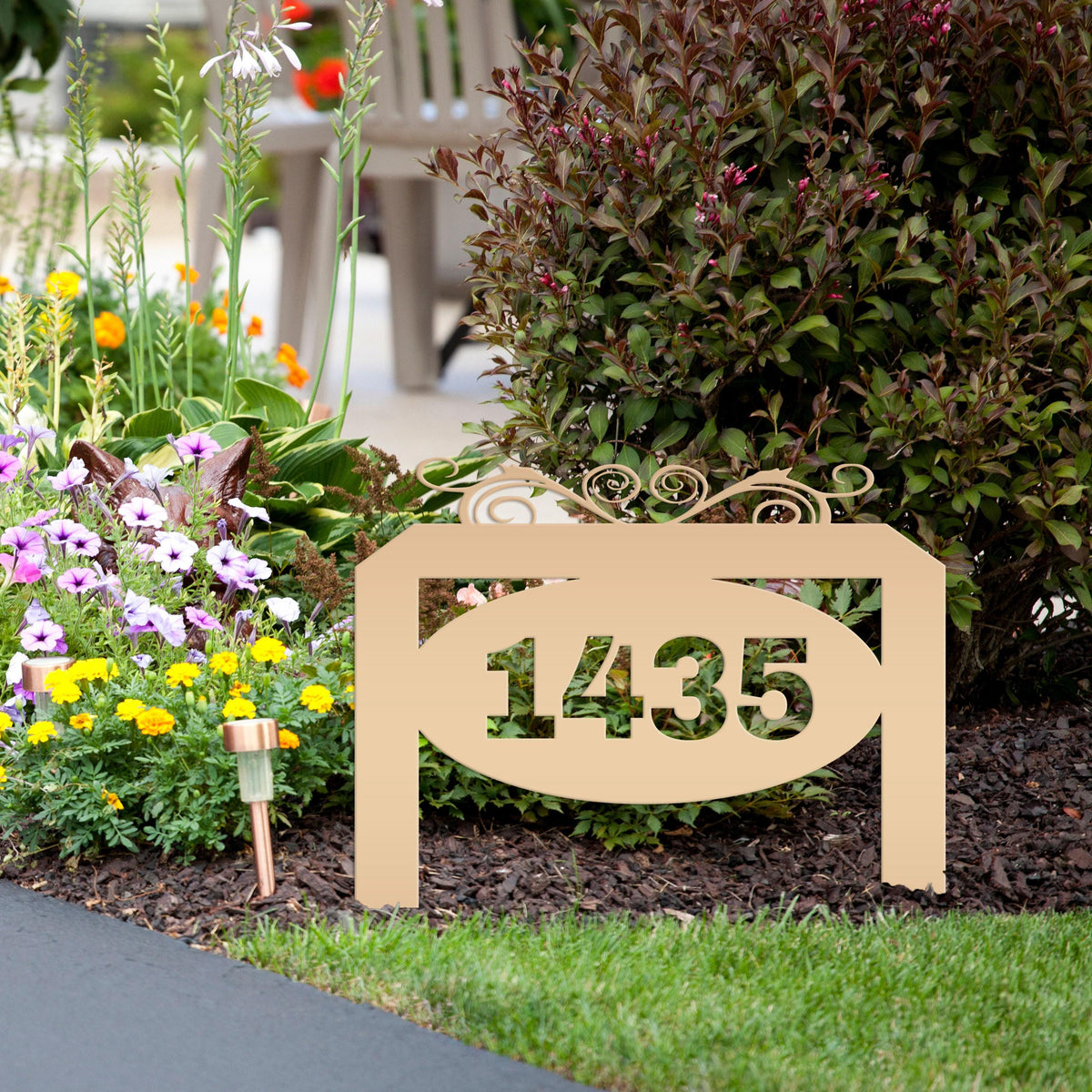 Oval Address Yard Stake Sign
