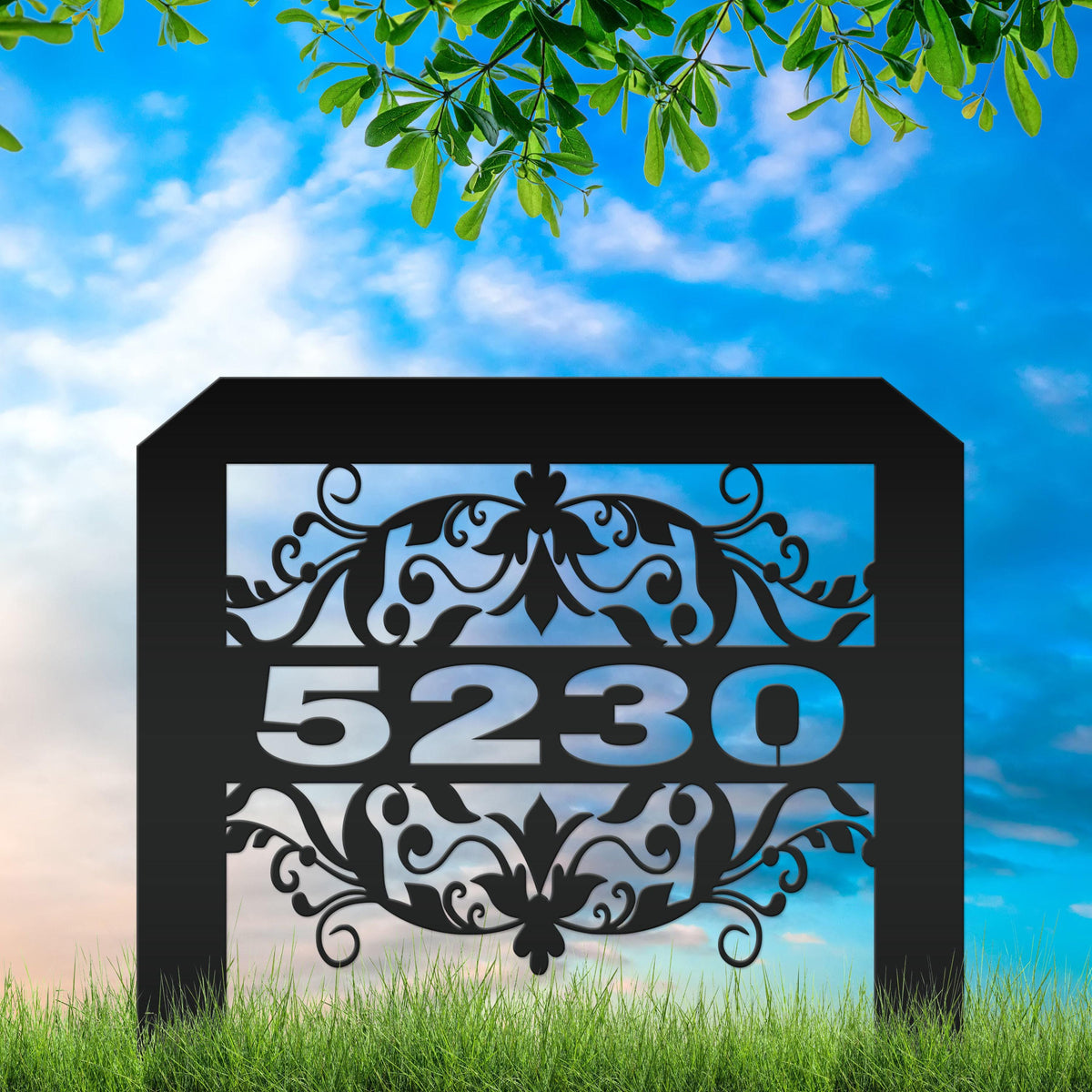 House Numbers Metal Yard Stake, Decorative Lawn Sign With Street Address, HOA Driveway Marker, Weather Resistant Outdoor Garden Decoration