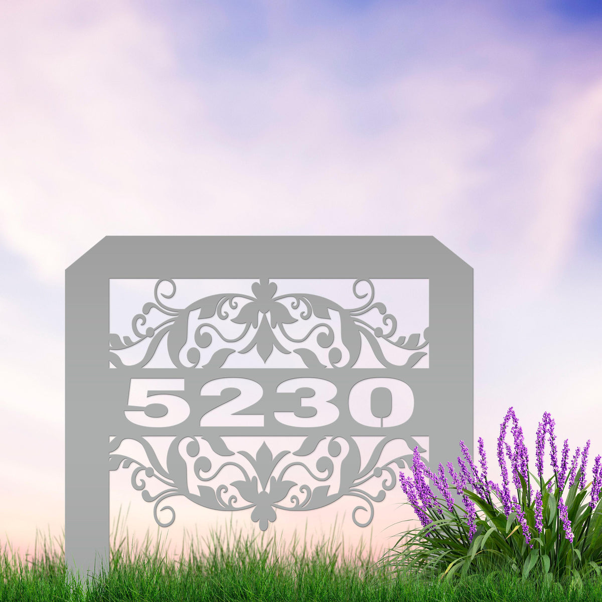 House Numbers Metal Yard Stake, Decorative Lawn Sign With Street Address, HOA Driveway Marker, Weather Resistant Outdoor Garden Decoration