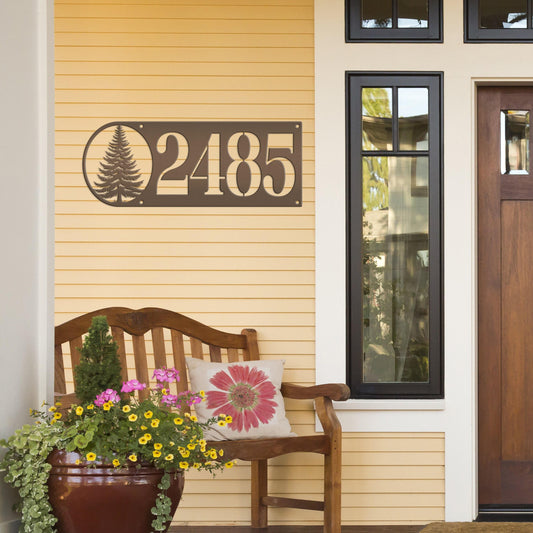 Metal Address Sign - Custom House Numbers - Personalized Rustic Country Decor - Horizontal Outdoor House Numbers - Realtor Housewarming Gift