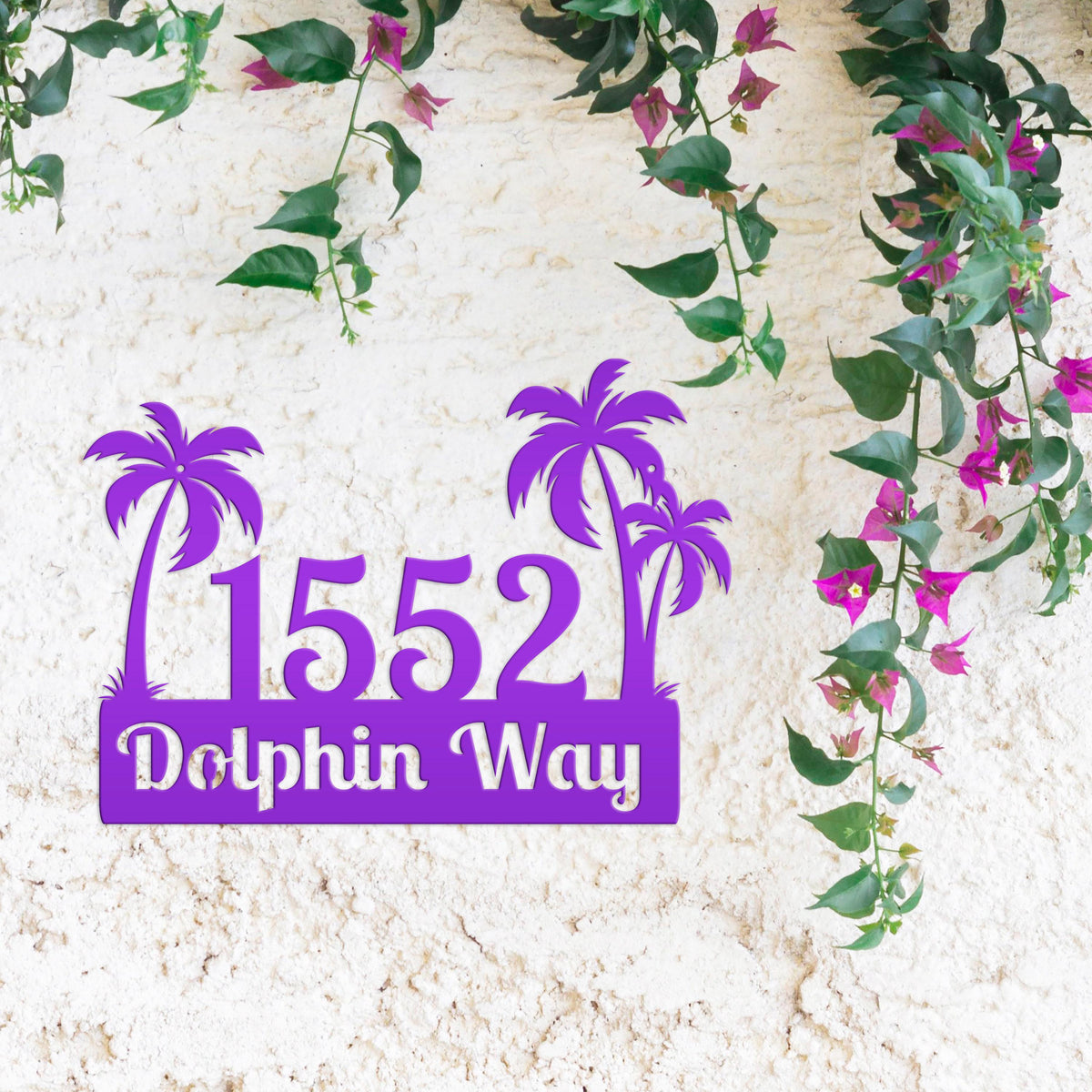 Custom Palm Trees Address Sign with Street Address