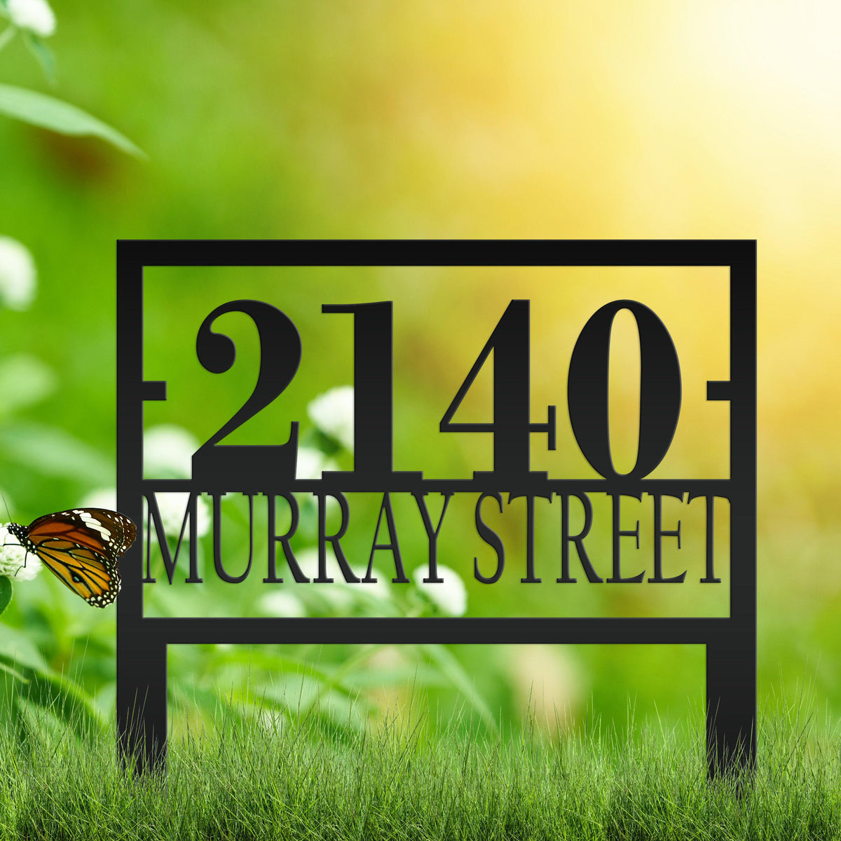 Custom Metal Address Sign for Yard - Personalized Garden Stake - Unique Bespoke House Numbers - Modern Address Plaque - Housewarming Gifts
