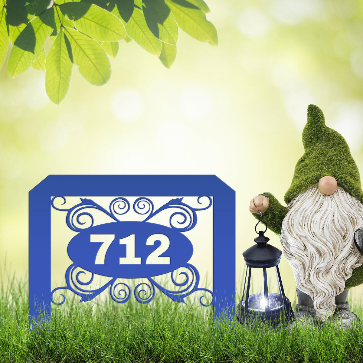 Oval Swirl Address Yard Stake Sign