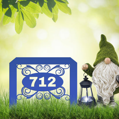 Oval Swirl Address Yard Stake Sign