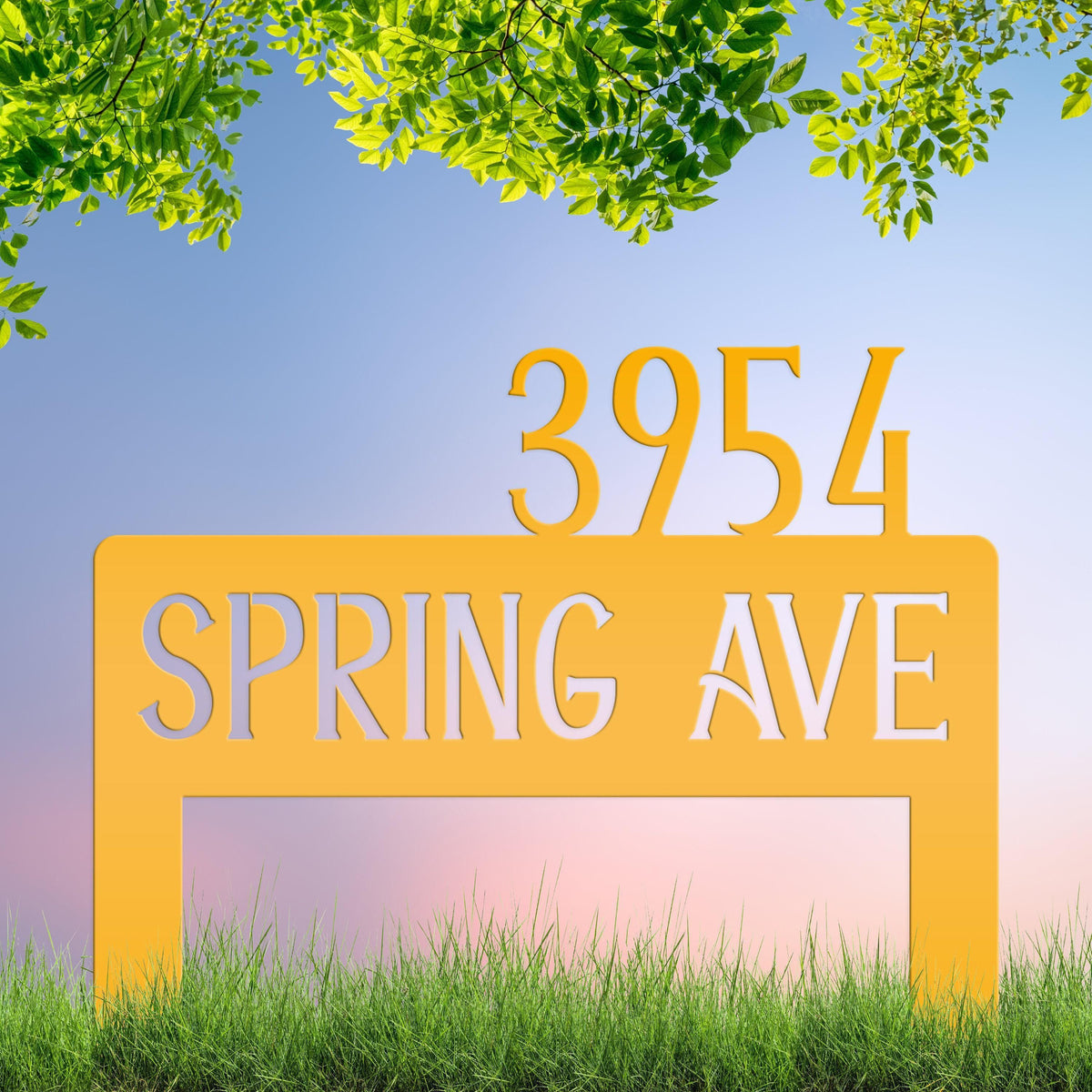 Address Yard Stake Metal Sign, Customized Outdoor Heavy Duty Powder Coated Driveway Marker, Street Name and House Numbers Steel Lawn Stake,