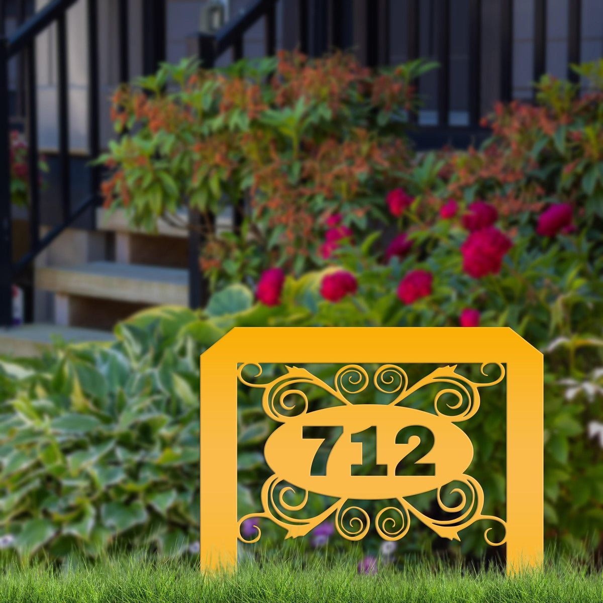 Oval Swirl Address Yard Stake Sign