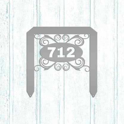 Oval Swirl Address Yard Stake Sign