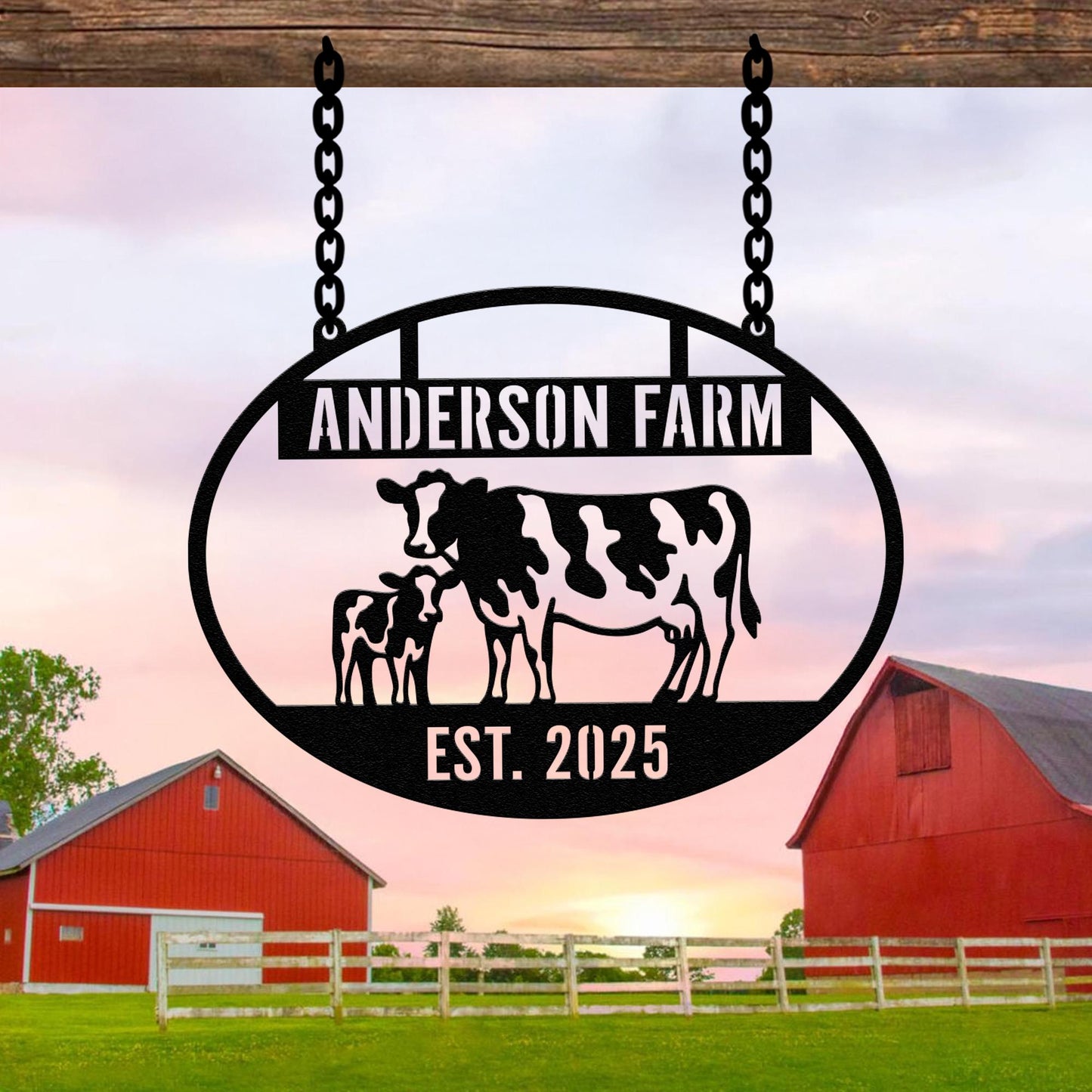 Custom Cow Farm Sign, Personalized Metal Outdoor Plaque, Cow Farmhouse Decor, Ranch Sign, Farm Gate Sign, Farmhouse Decor