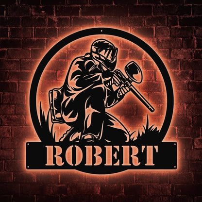 Rustic Paintball Metal Sign - Custom Player Wall Art with Name, Personalized Sports Room, Garage or Man Cave Decor, Gift for Paintball Lover