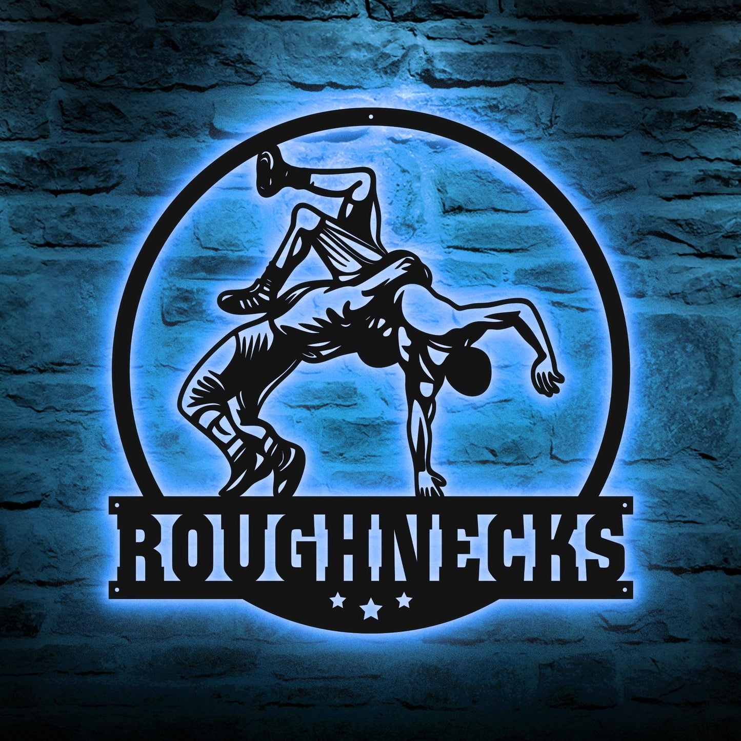 Custom Wrestling Sign - Metal Wall Art LED Light, Wrestler Name Sign, Wrestling Coach Gift, Birthday Gift for Dad, Sports Sign Home Decor