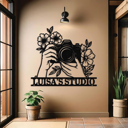 Photography Studio Metal Sign - Custom Camera Design Wall Art, Personalized Photographer Gift, Studio or Office Wall Decor