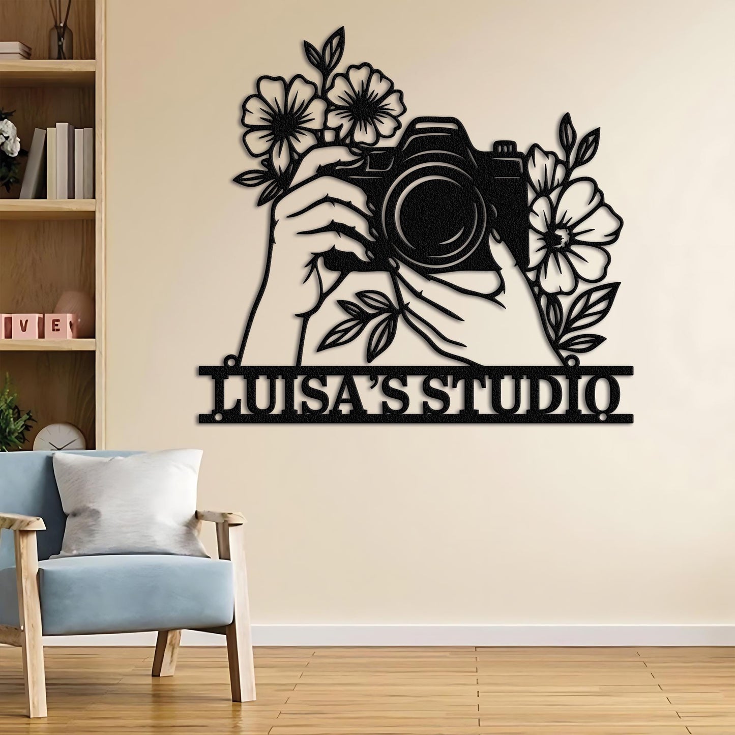 Photography Studio Metal Sign - Custom Camera Design Wall Art, Personalized Photographer Gift, Studio or Office Wall Decor