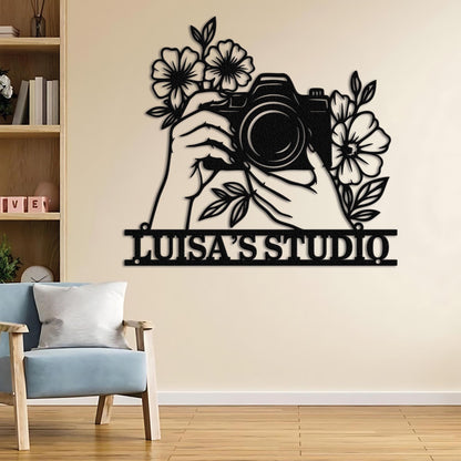 Photography Studio Metal Sign - Custom Camera Design Wall Art, Personalized Photographer Gift, Studio or Office Wall Decor
