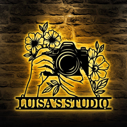 Photography Studio Metal Sign - Custom Camera Design Wall Art, Personalized Photographer Gift, Studio or Office Wall Decor
