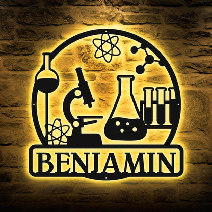 Science Lab led Sign - Personalized Metal Wall Art for Chemistry Teachers or Students, Unique Classroom or Laboratory Decoration