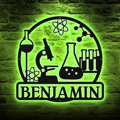 Science Lab led Sign - Personalized Metal Wall Art for Chemistry Teachers or Students, Unique Classroom or Laboratory Decoration