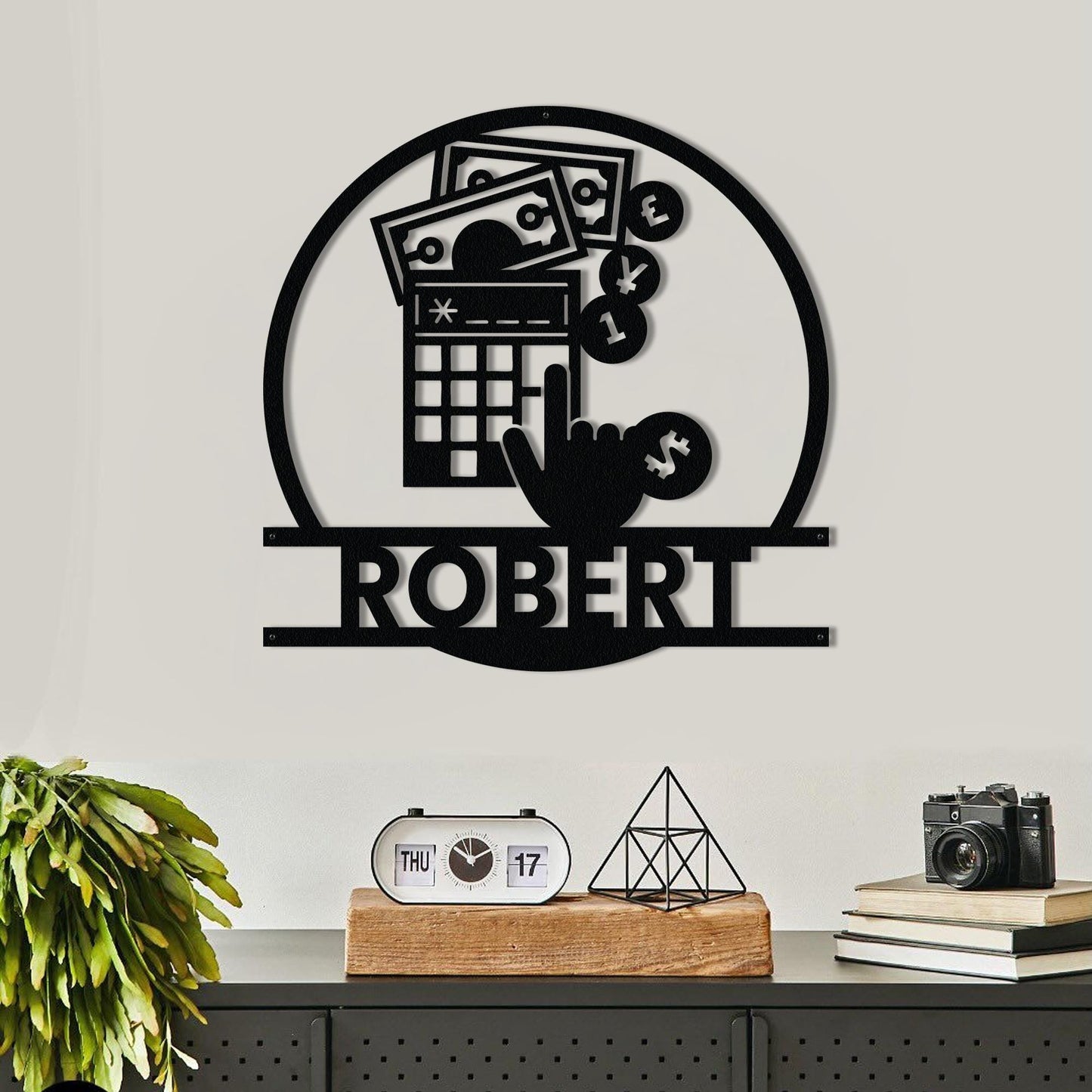 Custom Accountant LED Sign - Personalized Metal Wall Art with Calculator & Money Design, Office Decor, Gift for Accountants or Bankers