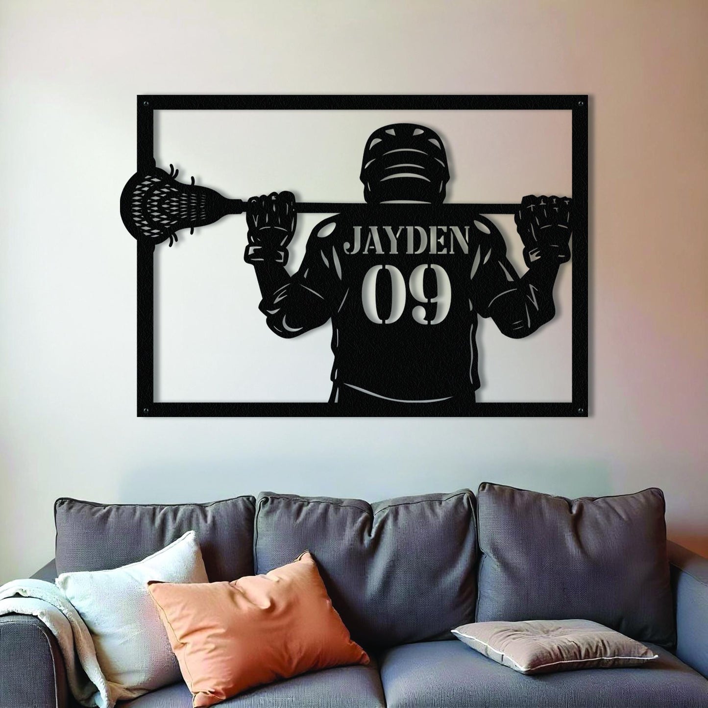 Personalized Lacrosse Metal Sign - Custom LED Wall Art with Player & Jersey Number, Sports Room Decor, Gift for Lacrosse Players