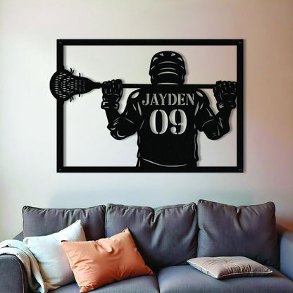 Personalized Lacrosse Metal Sign - Custom LED Wall Art with Player & Jersey Number, Sports Room Decor, Gift for Lacrosse Players