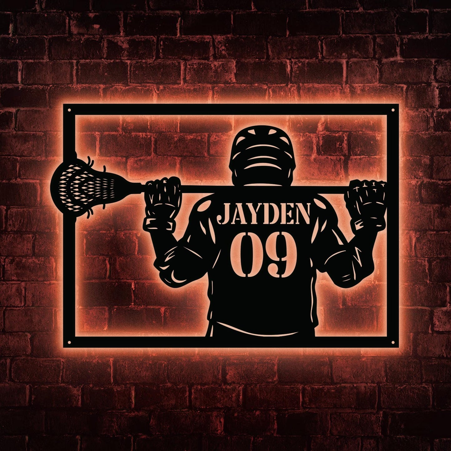 Personalized Lacrosse Metal Sign - Custom LED Wall Art with Player & Jersey Number, Sports Room Decor, Gift for Lacrosse Players