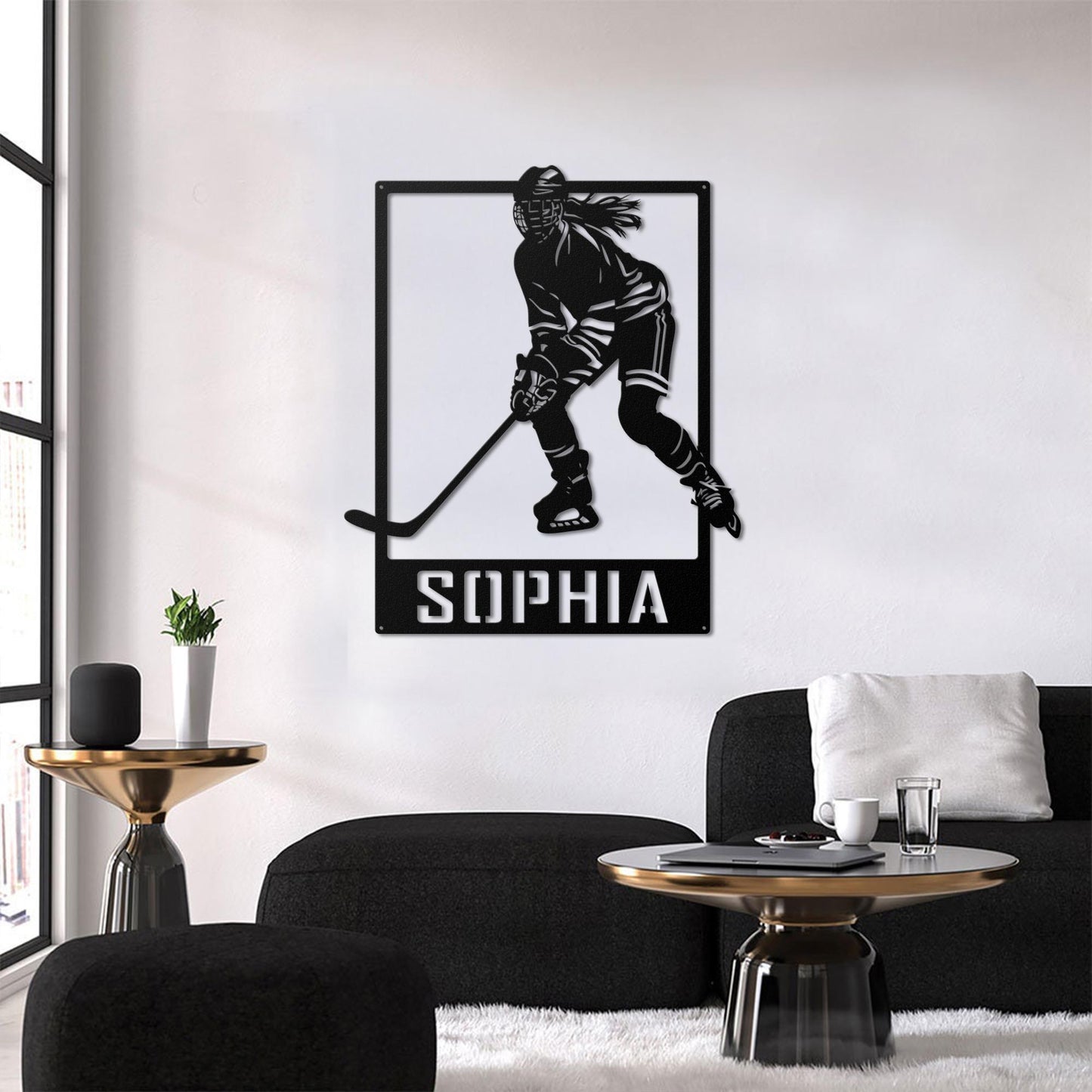 Custom Hockey Player Metal Sign - Personalized Wall Art with Name, Sports Room Decor, Gift for Girls Who Play Hockey or Team Athletes