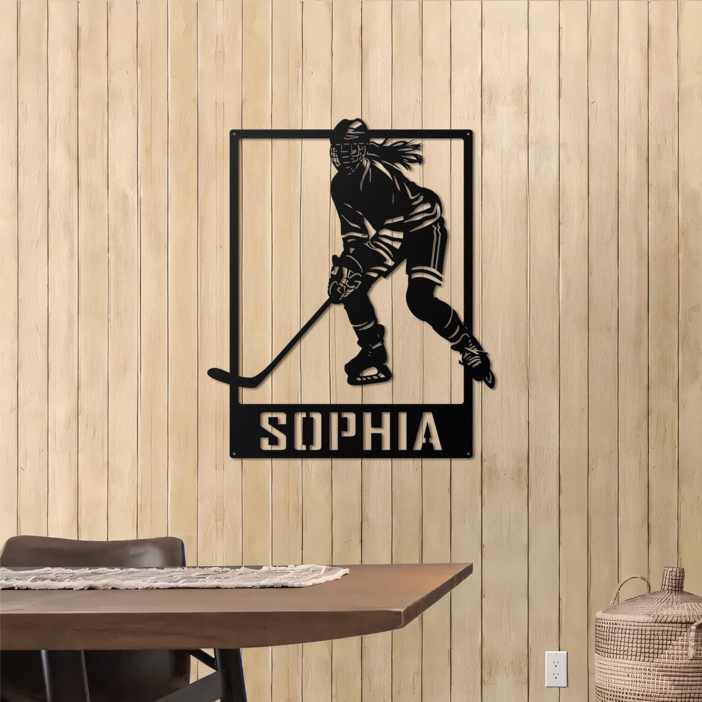 Custom Hockey Player Metal Sign - Personalized Wall Art with Name, Sports Room Decor, Gift for Girls Who Play Hockey or Team Athletes