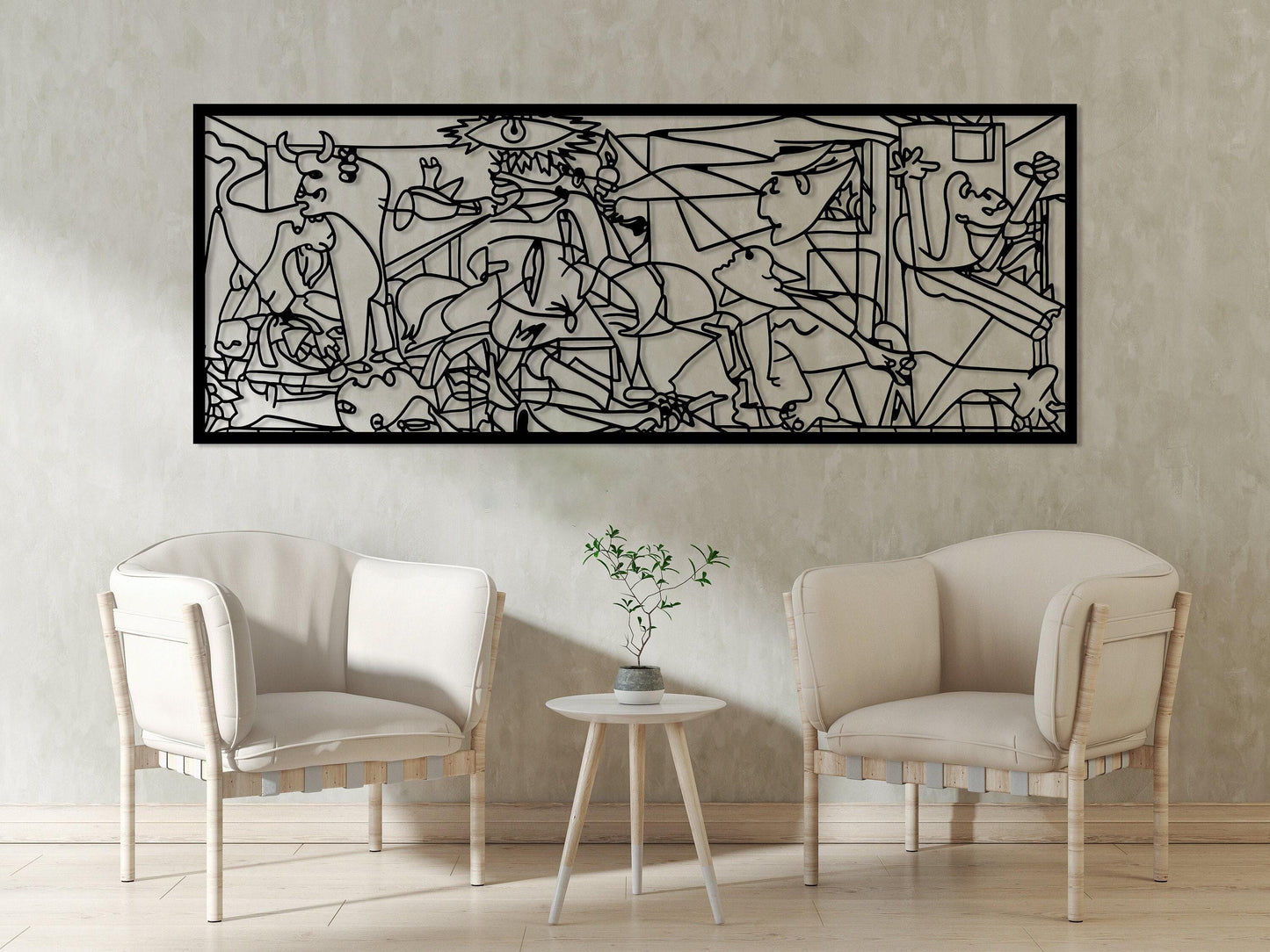 Guernica Pablo Picasso Metal Wall Art, Cubic Metal Art, Unique Modern Home Decor, Guernica Painting Artwork, Art Lovers Gift, Metal Line Art
