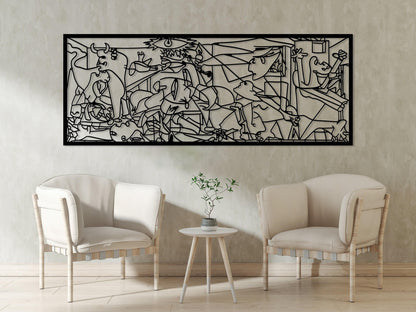 Guernica Pablo Picasso Metal Wall Art, Cubic Metal Art, Unique Modern Home Decor, Guernica Painting Artwork, Art Lovers Gift, Metal Line Art