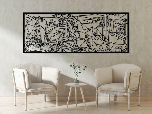 Guernica Pablo Picasso Metal Wall Art, Cubic Metal Art, Unique Modern Home Decor, Guernica Painting Artwork, Art Lovers Gift, Metal Line Art