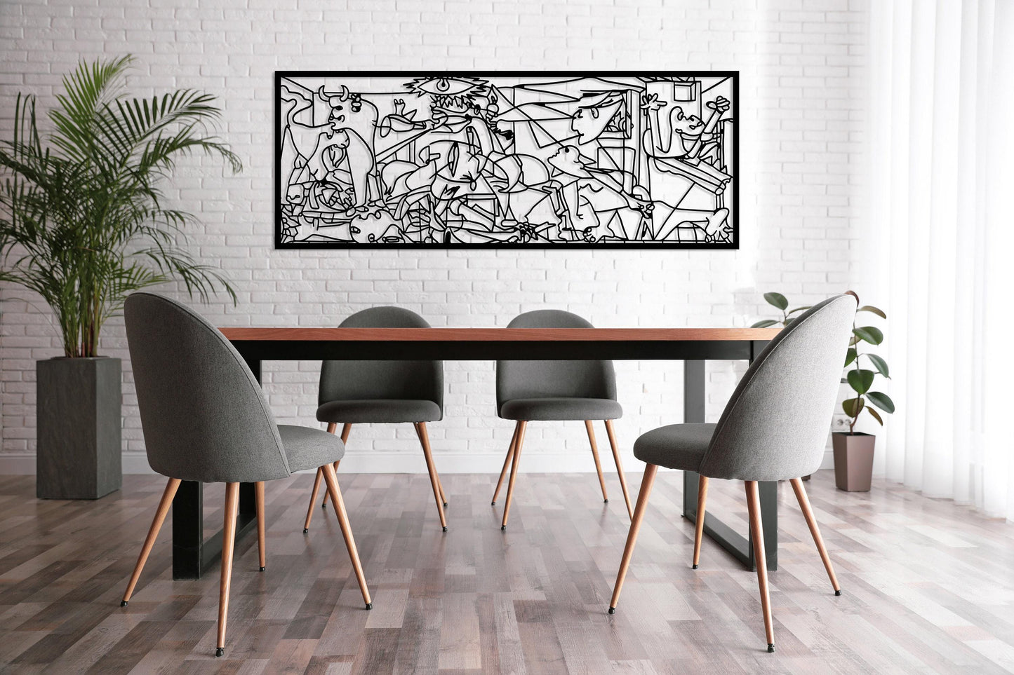 Guernica Pablo Picasso Metal Wall Art, Cubic Metal Art, Unique Modern Home Decor, Guernica Painting Artwork, Art Lovers Gift, Metal Line Art