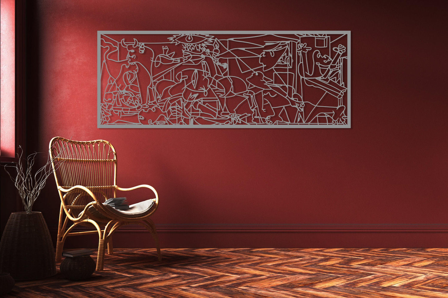 Guernica Pablo Picasso Metal Wall Art, Cubic Metal Art, Unique Modern Home Decor, Guernica Painting Artwork, Art Lovers Gift, Metal Line Art