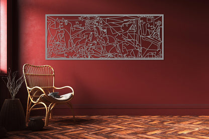 Guernica Pablo Picasso Metal Wall Art, Cubic Metal Art, Unique Modern Home Decor, Guernica Painting Artwork, Art Lovers Gift, Metal Line Art
