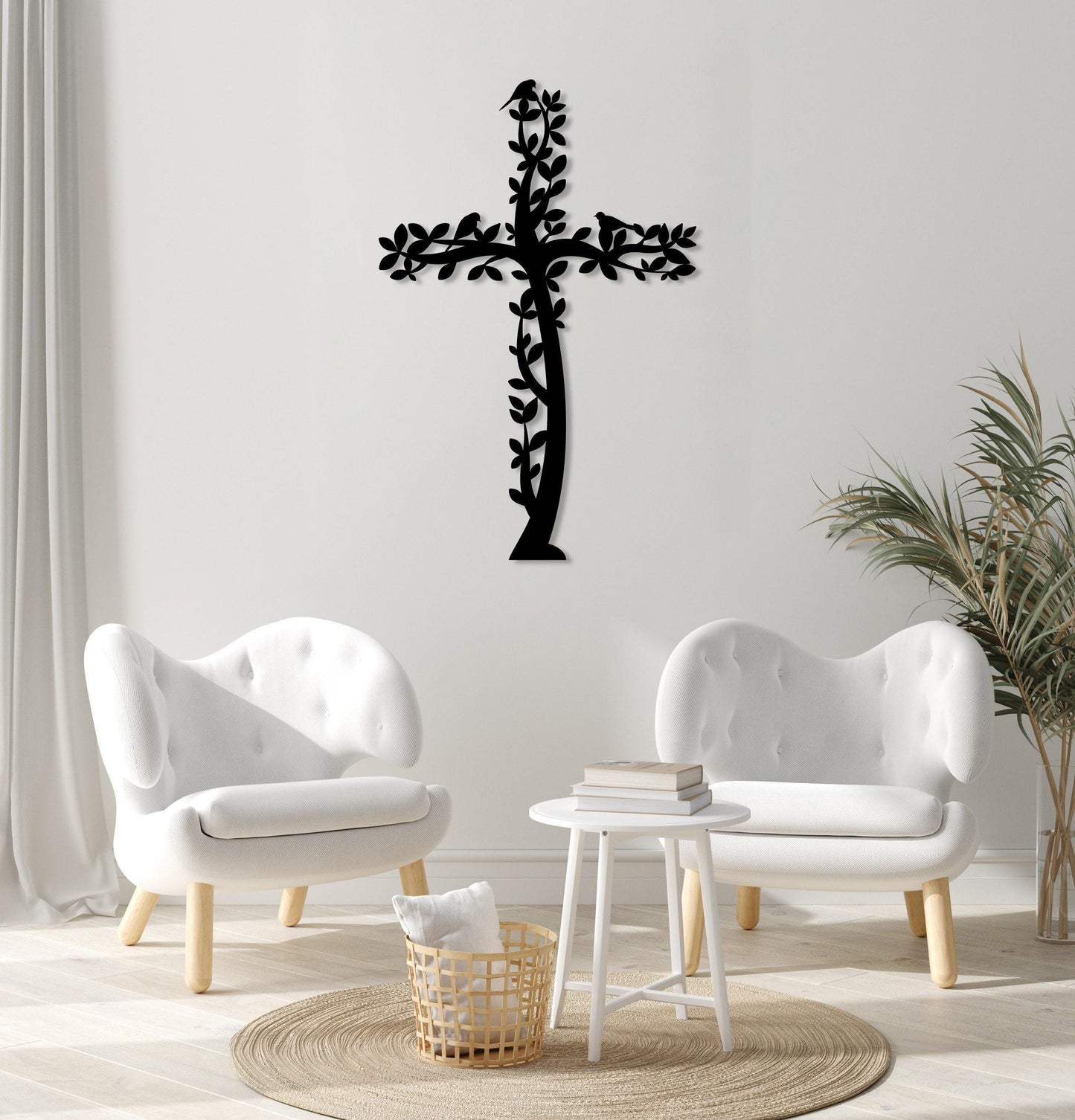 Cross Metal Wall Art, Tree and Birds Living Cross Hanging, Religious Home Accent, Jesus Metal Sign, Christian Wall Decor, Religious Gift,Art