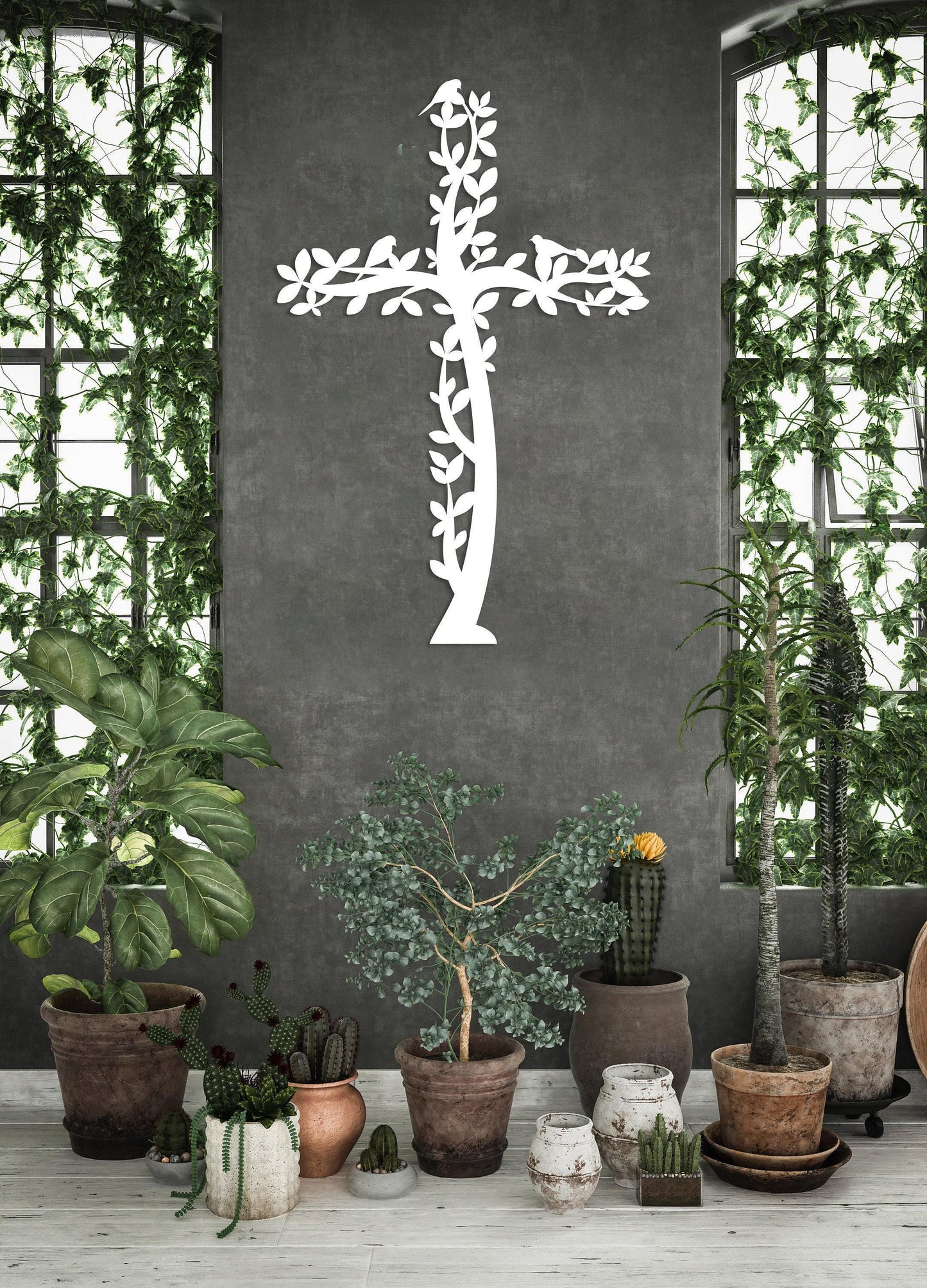 Cross Metal Wall Art, Tree and Birds Living Cross Hanging, Religious Home Accent, Jesus Metal Sign, Christian Wall Decor, Religious Gift,Art