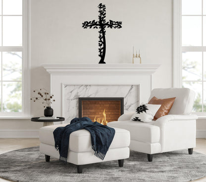 Cross Metal Wall Art, Tree and Birds Living Cross Hanging, Religious Home Accent, Jesus Metal Sign, Christian Wall Decor, Religious Gift,Art
